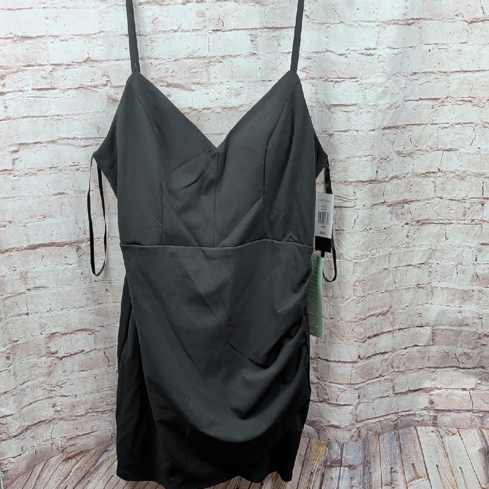 Elegant Black Spaghetti Strap Dress City Triangles XL New Nwt